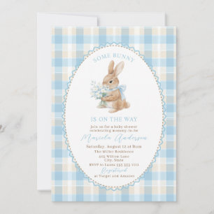 Elegante Aquarell-Ostern mit Kaninchen und blauem Einladung