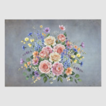 Elegante Aquarell-Pastell-Blumen-Decoupage