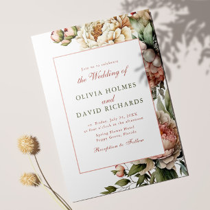 Elegante Aquarell-Pfingstrosen-Hochzeitseinladung Einladung