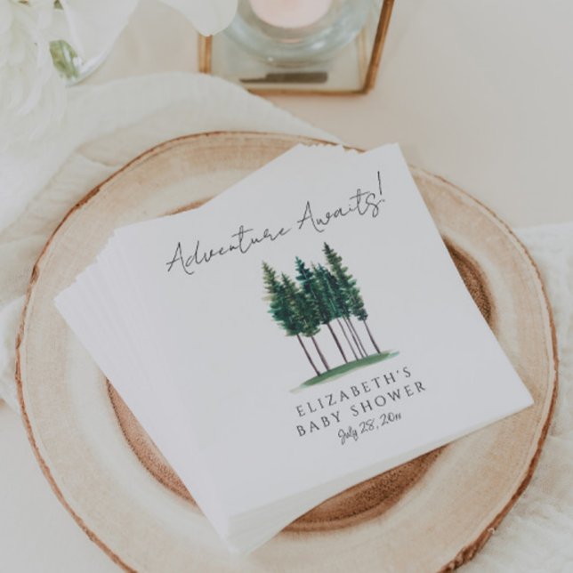 Elegante Aquarell Pine Trees Babydusche Serviette (Von Creator hochgeladen)