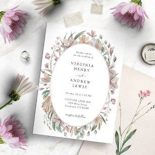 Elegante Aquarell-Rosa-Blumen-Botanische-Hochzeit Einladung