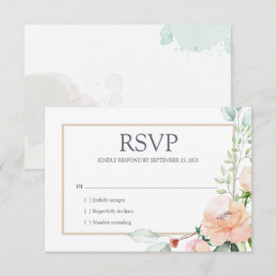 Elegante Aquarell-Rosa-Blumen RSVP Karte