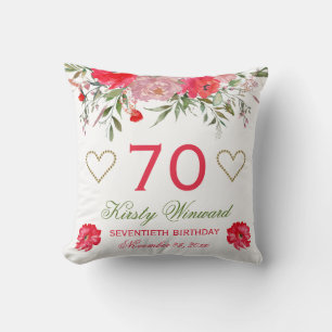 Elegante Aquarell-Rosa Frühlingsblumen Geburtstag Kissen