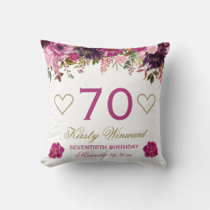Elegante Aquarell-Rosa-Frühlingsblumen Geburtstag Kissen