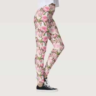 Elegante Aquarell-Rosa-Pfingstrosen-Blumenmuster Leggings