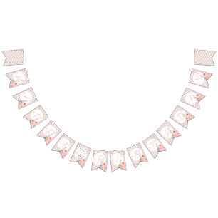 Elegante Aquarell-Rosa-Rose Mädchen 1. Geburtstag Wimpelkette