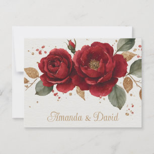Elegante Aquarell-Rosen mit goldenem Glitter Postkarte