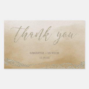 Elegante Aquarell-Sand-Hochzeit Danke Rechteckiger Aufkleber