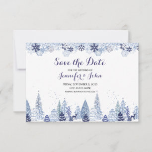 Elegante Aquarell-Schneeflocke-Winter-Hochzeit Save The Date