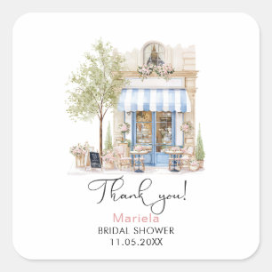 Elegante Aquarell-Sie sagte Oui rosa Blumen Braut Quadratischer Aufkleber