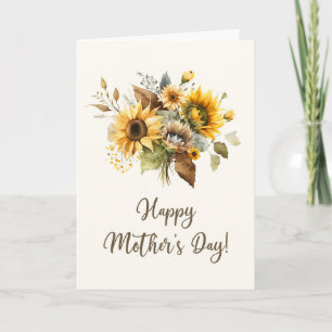 Elegante Aquarell-Sonnenblumen-Muttertagskarte Karte