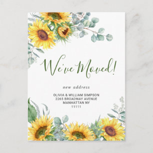 Elegante Aquarell-Sonnenblumen Umzugsankündigung Postkarte