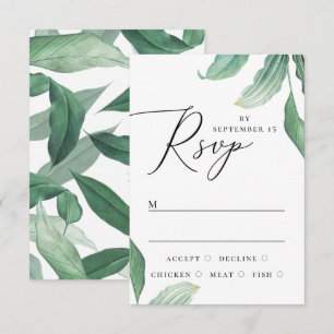 Elegante Aquarell-Tropengrün-Hochzeit RSVP Karte
