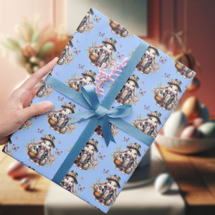 Elegante Aquarell-Victorian-Osterhase Blumen Geschenkpapier