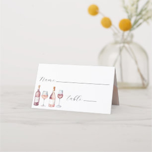 Elegante Aquarell-Weinflaschen Vino  Platzkarte