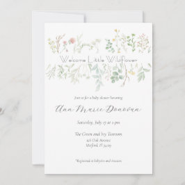 Elegante Aquarell Wildblume Border Baby Shower Einladung