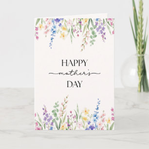 Elegante Aquarell-Wildblume Frohen Muttertag Karte