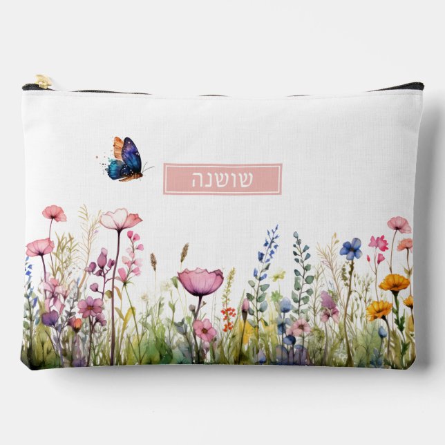 Elegante Aquarell-Wildblume Kosmetisch Zubehörtasche (Vorderseite)