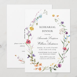 Elegante Aquarell-Wildblumen Probeessen Einladung