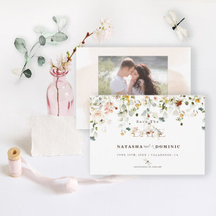 Elegante Aquarell-Wildblumengarten-Foto Save The Date