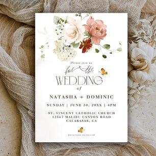 Elegante Aquarell-Wildblumengarten-Hochzeit Einladung