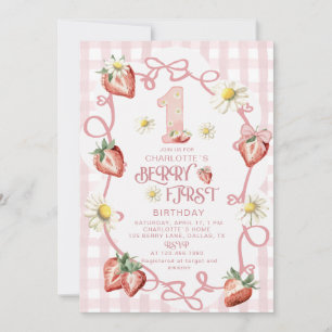 Elegante Aquarellbär Erdbeere biFlat Holiday Card Feiertagskarte