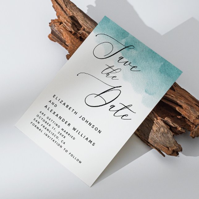 Elegante Aquarellblaue Hochzeit der nautischen Sch Save The Date (Von Creator hochgeladen)