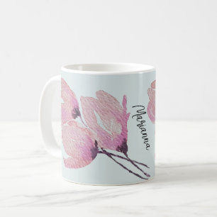 Elegante Aquarellblumen in Rosa mit einem Hauch vo Kaffeetasse
