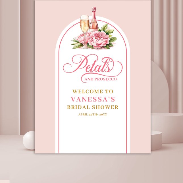 Elegante Aquarellblüten und Prosecco-Fotowand Wandteppich (Elegant watercolor petals and prosecco photo wall)