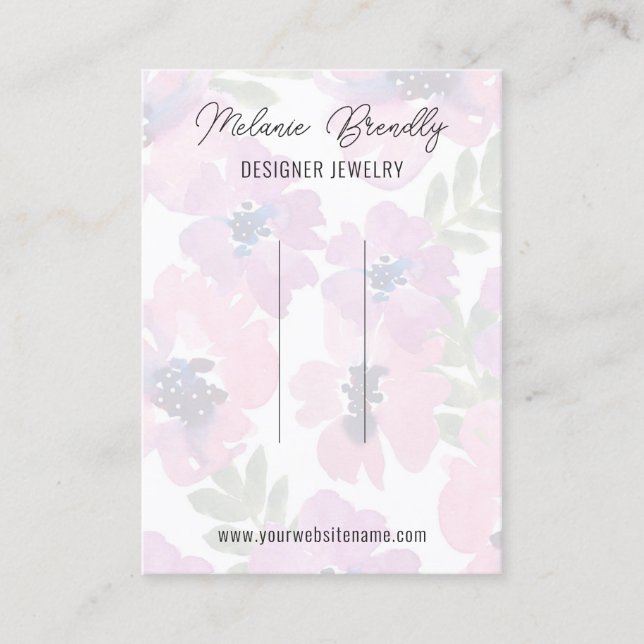 Elegante Aquarellblütenklammer Visitenkarte (Vorderseite)