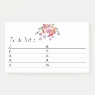 Elegante Aquarellbouque boho Blumenbouque "to do l Post-it Klebezettel