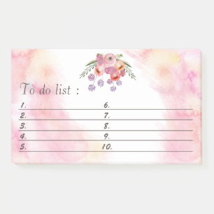 Elegante Aquarellbouque boho Blumenbouque "to do l Post-it Klebezettel