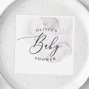 Elegante Aquarelldusche lila Skriptbabwdusche Serviette