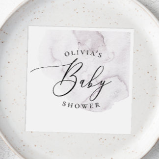 Elegante Aquarelldusche lila Skriptbabwdusche Serviette