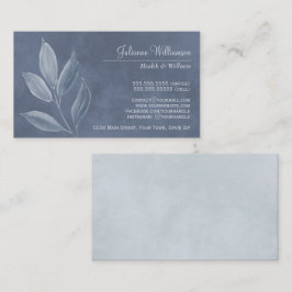 Elegante Aquarellfarben Blätter Dusty Blue & Pewte Visitenkarte
