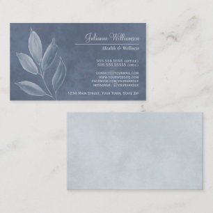 Elegante Aquarellfarben Blätter Dusty Blue & Pewte Visitenkarte