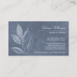 Elegante Aquarellfarben Blätter Dusty Blue & Pewte Visitenkarte