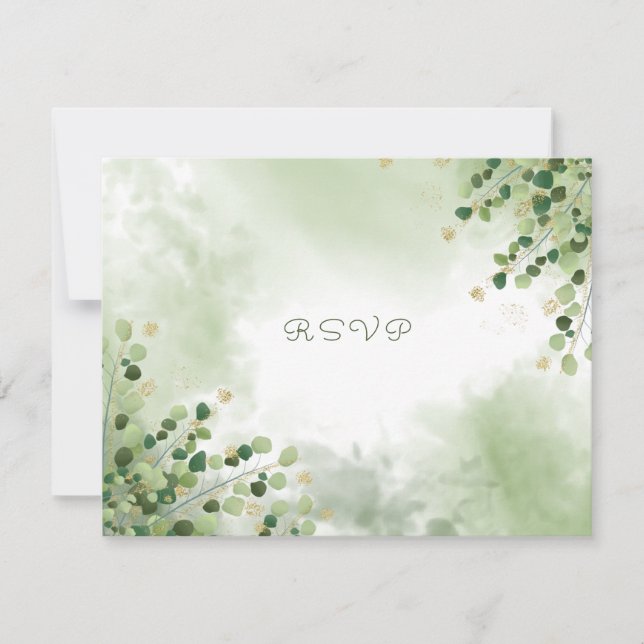 Elegante Aquarellfarben Blätter Gold Akzente (Vorderseite)