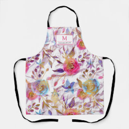 Elegante Aquarellfarben, blühend, rosa und weiß Schürze