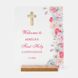 Elegante Aquarellfarben Blume erste Kommune Willko Acrylschild