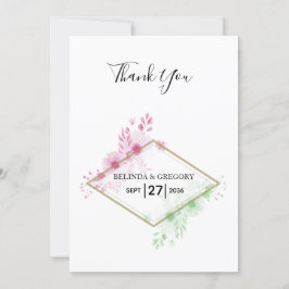 Elegante Aquarellfarben-Blume Hochzeit Dankeschön- Einladung