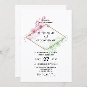 Elegante Aquarellfarben Blume Hochzeit Einladungen