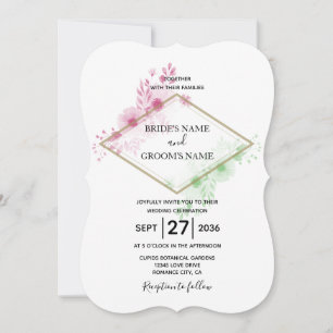 Elegante Aquarellfarben Blume Hochzeit Einladungen