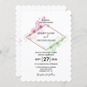 Elegante Aquarellfarben Blume Hochzeit Einladungen