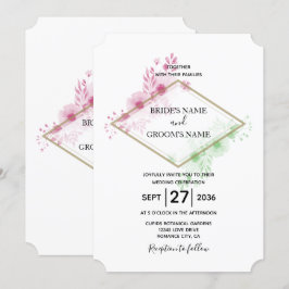 Elegante Aquarellfarben Blume Hochzeit Einladungen