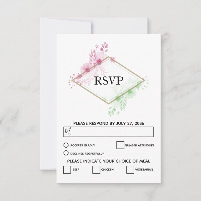 Elegante Aquarellfarben-Blume Hochzeiten von RSVP- RSVP Karte (Vorderseite)