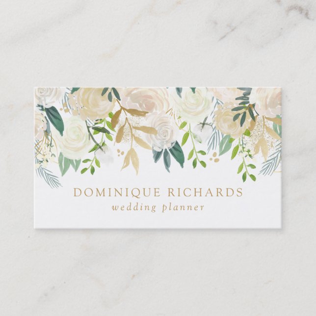 Elegante Aquarellfarben Blume mit Imitaten Visitenkarte (Vorderseite)