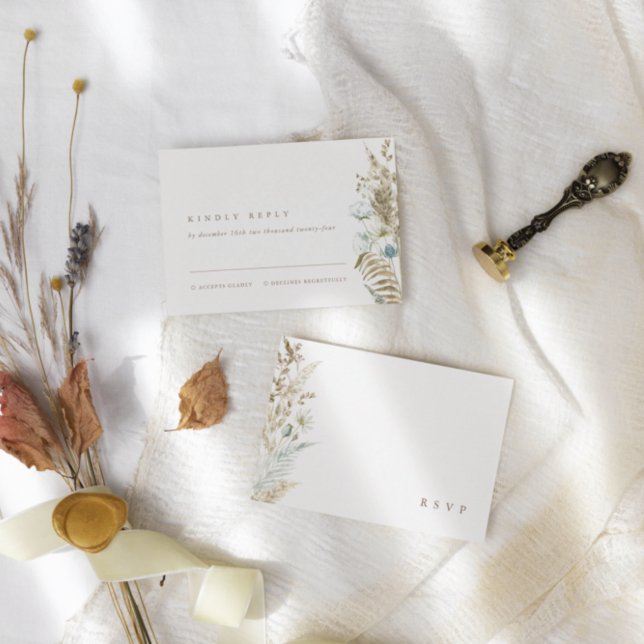 Elegante Aquarellfarben Blume Pampas Grass RSVP Ka Karte (Von Creator hochgeladen)