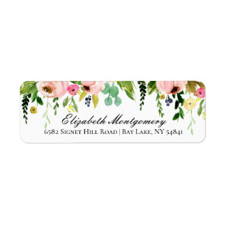 Elegante Aquarellfarben-Blume Rücksendeadresse