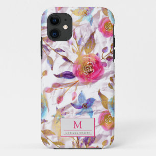 Elegante Aquarellfarben Blumen Rosa und Weiß Case-Mate iPhone Hülle